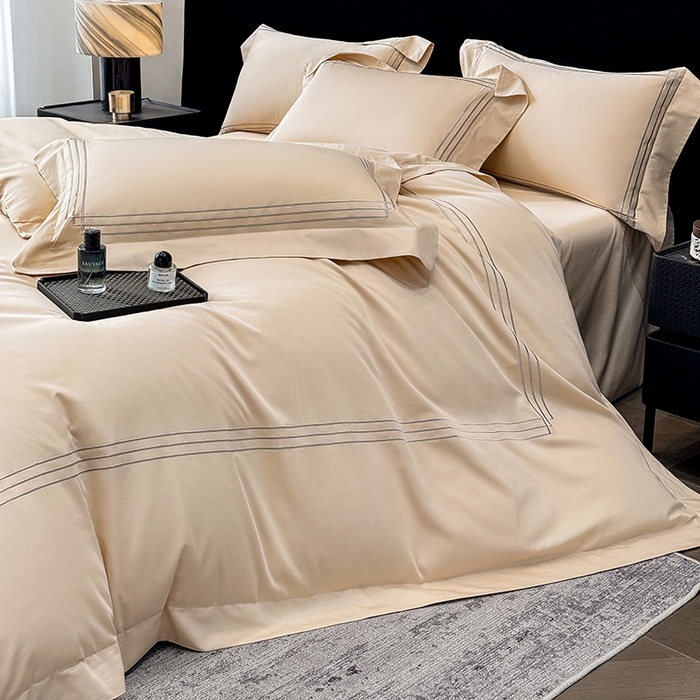 91家纺网 家纺一手货源 找家纺 星蕴家纺 2026新款100s贡缎长绒棉四件套-简爱 简爱-香槟金