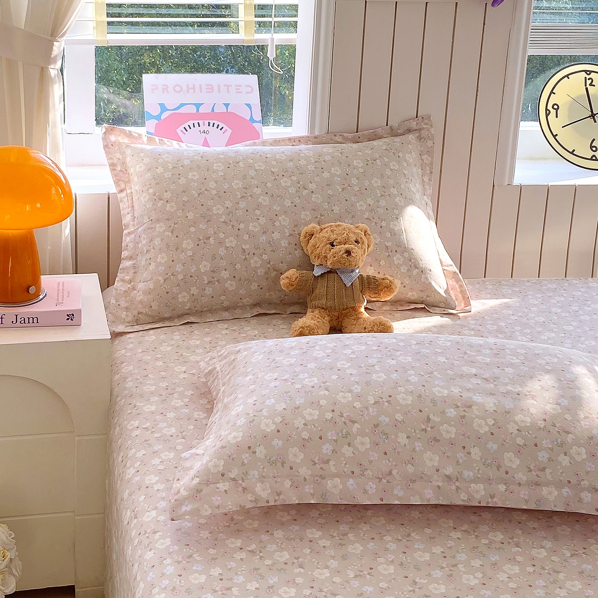 金丝兔 2026春夏新款纯棉全棉单枕套 春野苍兰