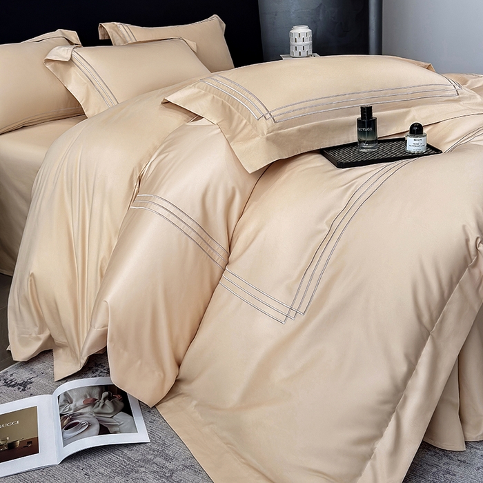 91家纺网 家纺一手货源 找家纺 星蕴家纺 2026新款100s贡缎长绒棉四件套-简爱 简爱-香槟金