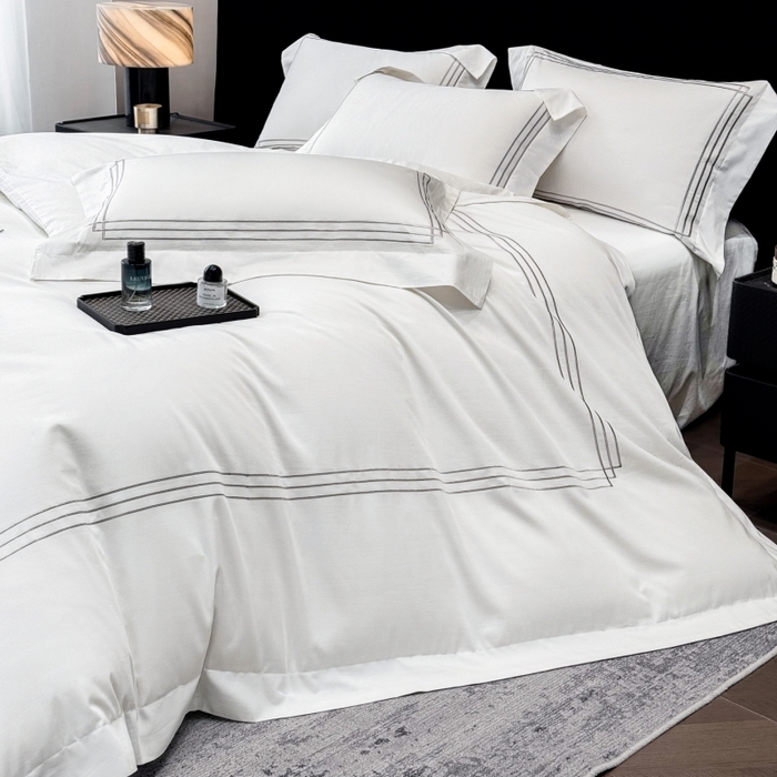 91家纺网 家纺一手货源 找家纺 星蕴家纺 2026新款100s贡缎长绒棉四件套-简爱 简爱-珍珠白