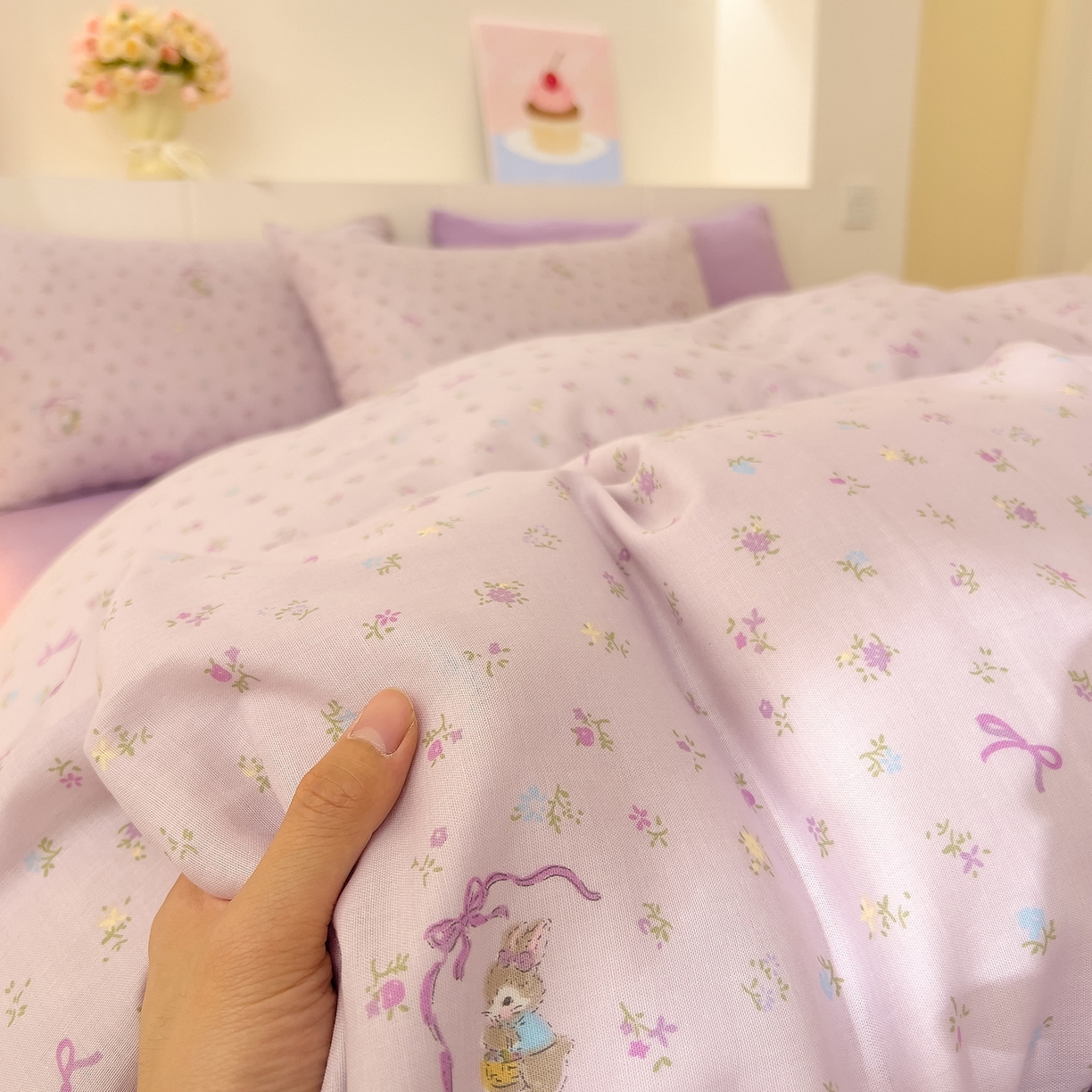 91家纺网 家纺一手货源 找家纺 DoDo 兜兜 2026新款全棉纯棉小温暖双层纱单被套单品被套被套单件（可定做尺寸） 蝴蝶兔兔