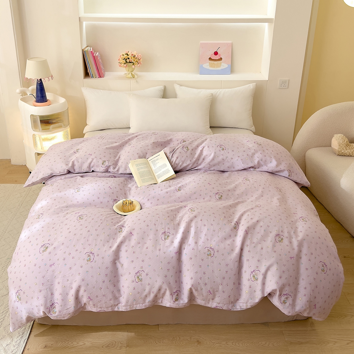 91家纺网 家纺一手货源 找家纺 DoDo 兜兜 2026新款全棉纯棉小温暖双层纱单被套单品被套被套单件（可定做尺寸） 蝴蝶兔兔