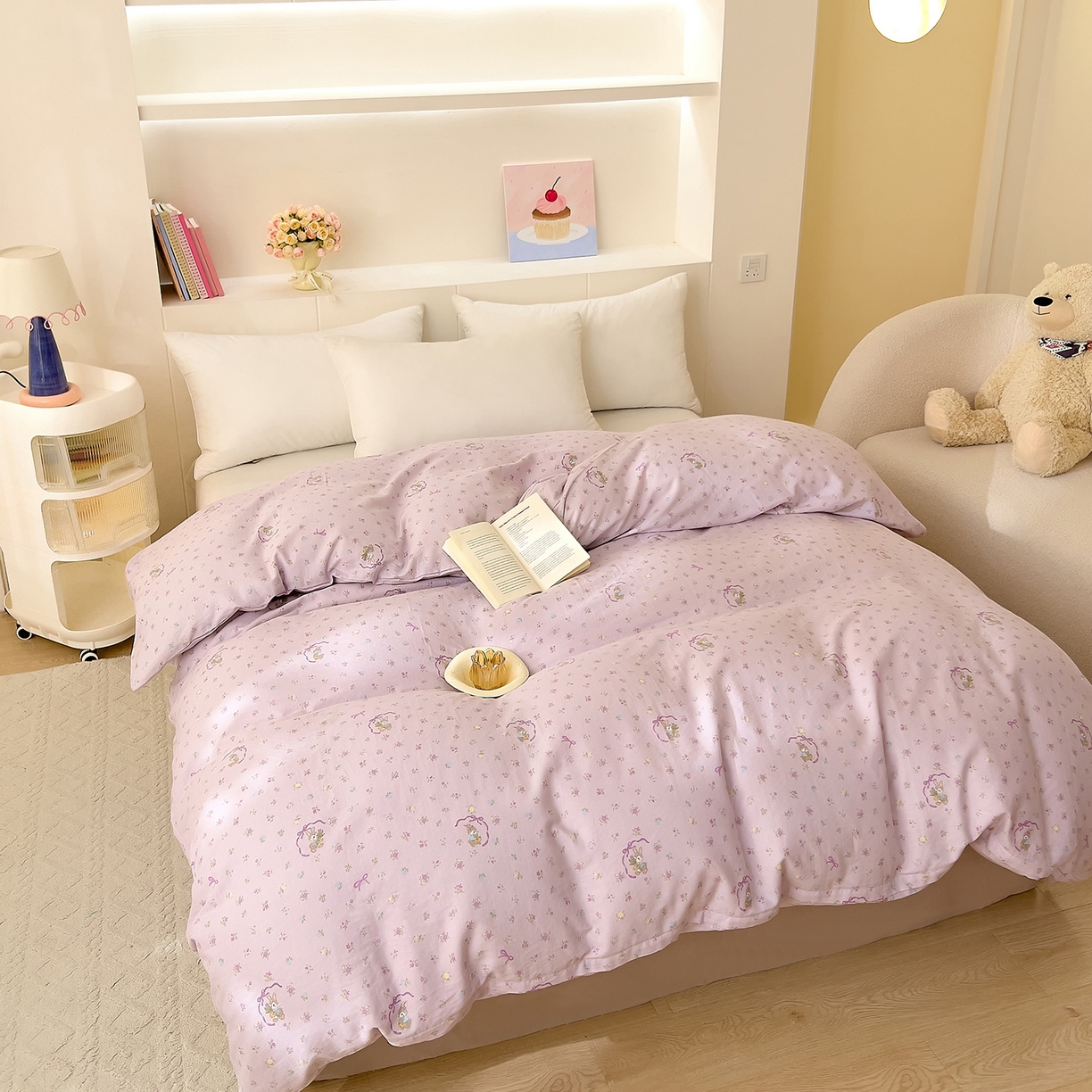 91家纺网 家纺一手货源 找家纺 DoDo 兜兜 2026新款全棉纯棉小温暖双层纱单被套单品被套被套单件（可定做尺寸） 蝴蝶兔兔