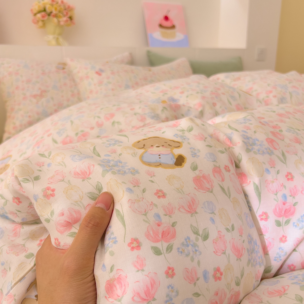 91家纺网 家纺一手货源 找家纺 DoDo 兜兜 2026新款全棉纯棉小温暖双层纱单被套单品被套被套单件（可定做尺寸） 花园小狗