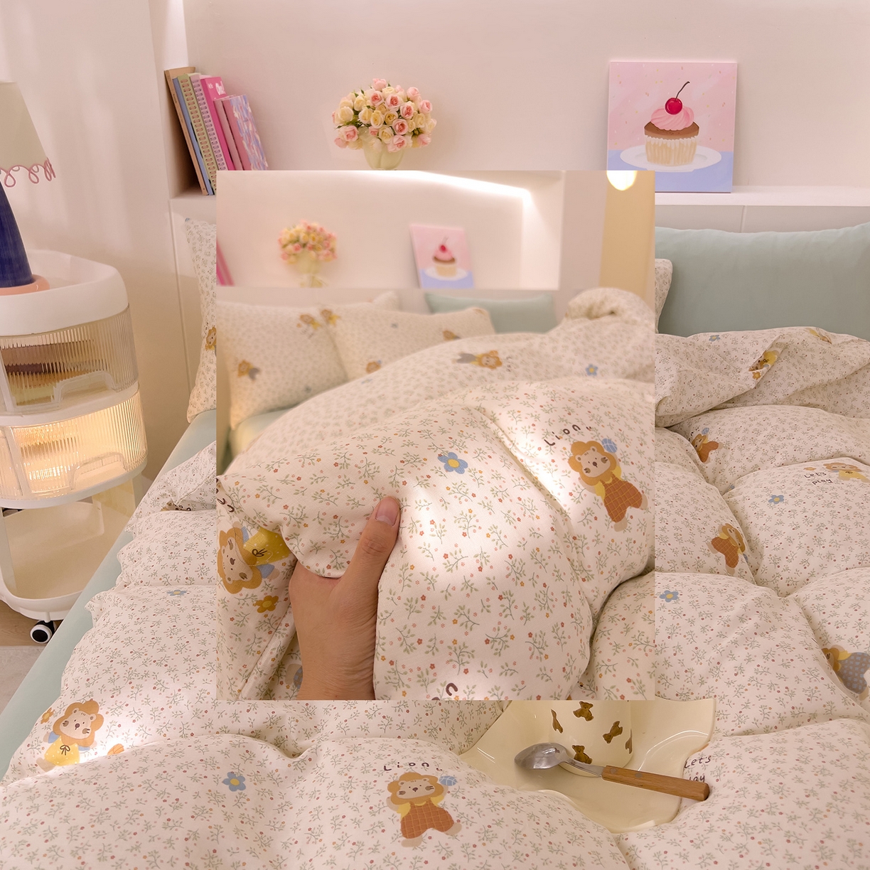 91家纺网 家纺一手货源 找家纺 DoDo 兜兜 2026新款全棉纯棉小温暖双层纱单被套单品被套被套单件（可定做尺寸） 萌萌狮