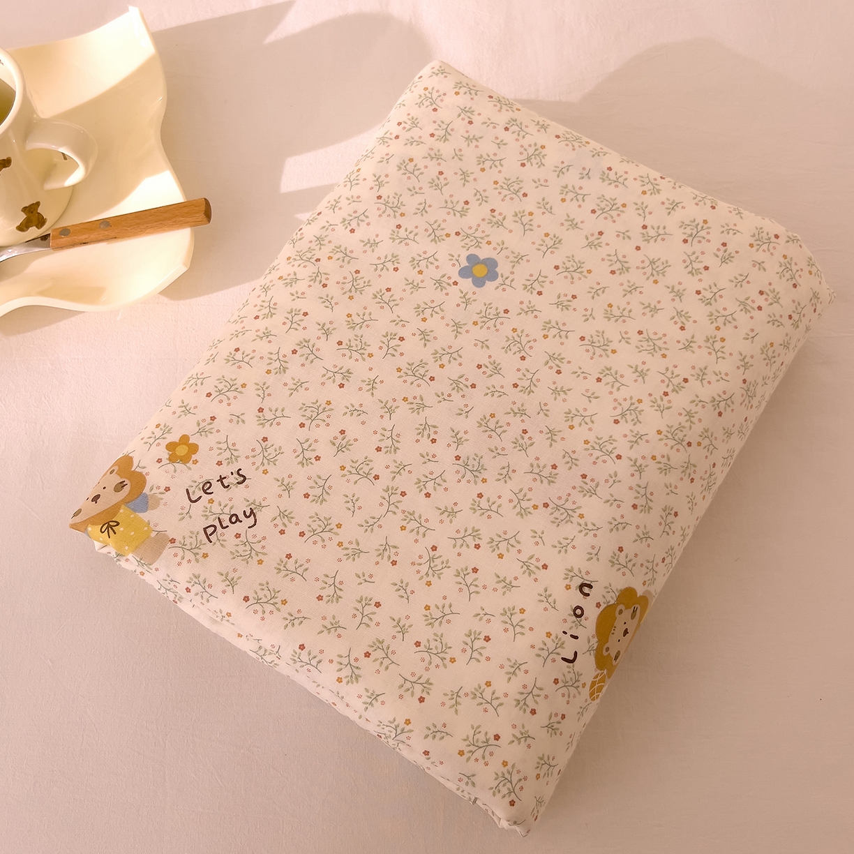 91家纺网 家纺一手货源 找家纺 DoDo 兜兜 2026新款全棉纯棉小温暖双层纱单被套单品被套被套单件（可定做尺寸） 萌萌狮