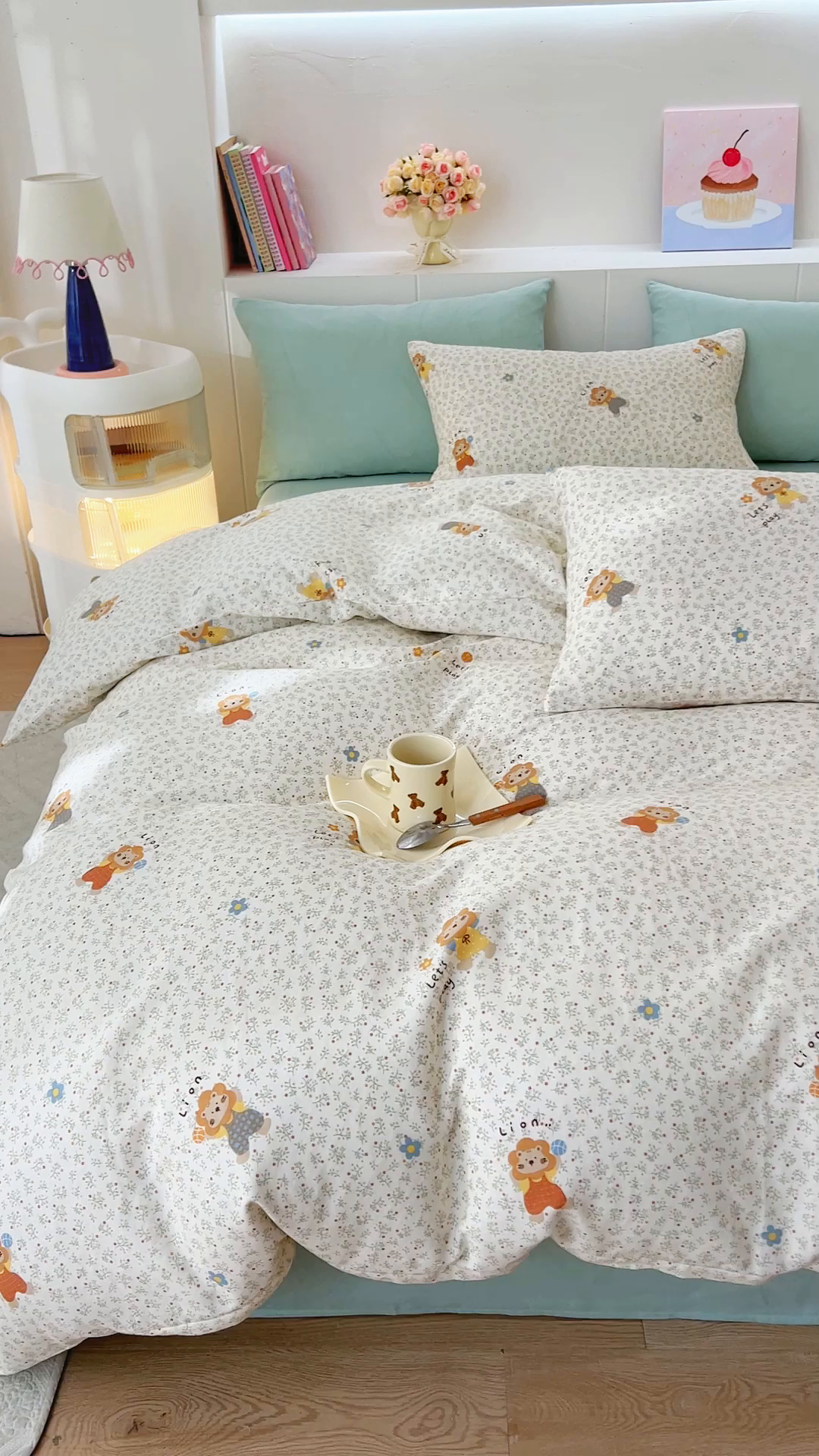 91家纺网 家纺一手货源 找家纺 DoDo 兜兜 2026新款全棉纯棉小温暖双层纱单被套单品被套被套单件（可定做尺寸） 萌萌狮