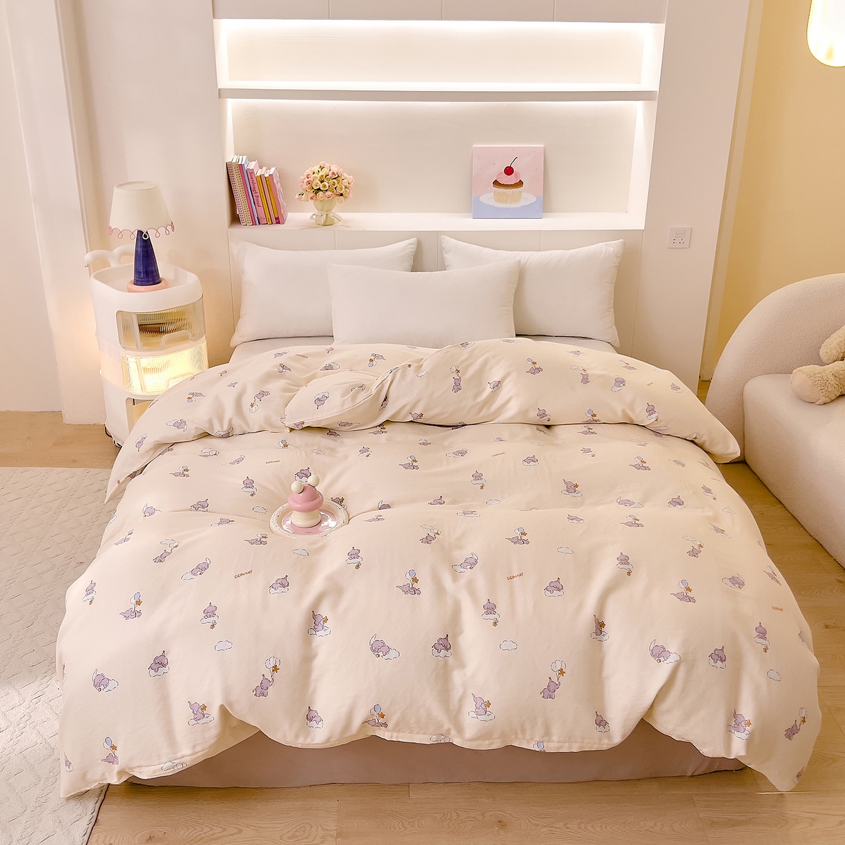 91家纺网 家纺一手货源 找家纺 DoDo 兜兜 2026新款全棉纯棉小温暖双层纱单被套单品被套被套单件（可定做尺寸） 气球小象