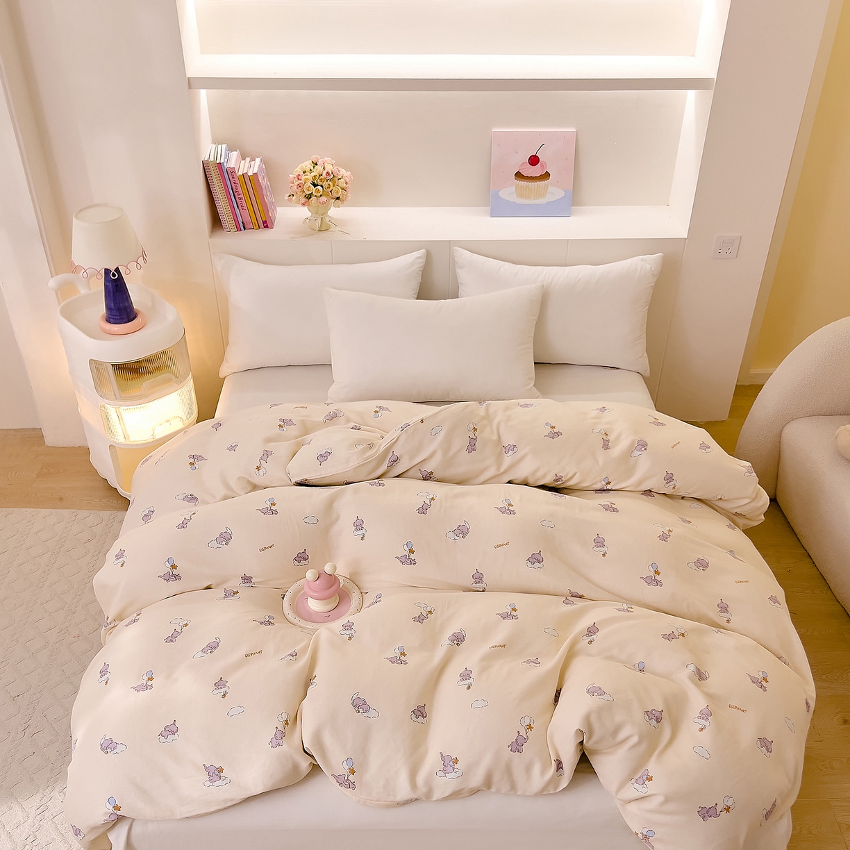 91家纺网 家纺一手货源 找家纺 DoDo 兜兜 2026新款全棉纯棉小温暖双层纱单被套单品被套被套单件（可定做尺寸） 气球小象