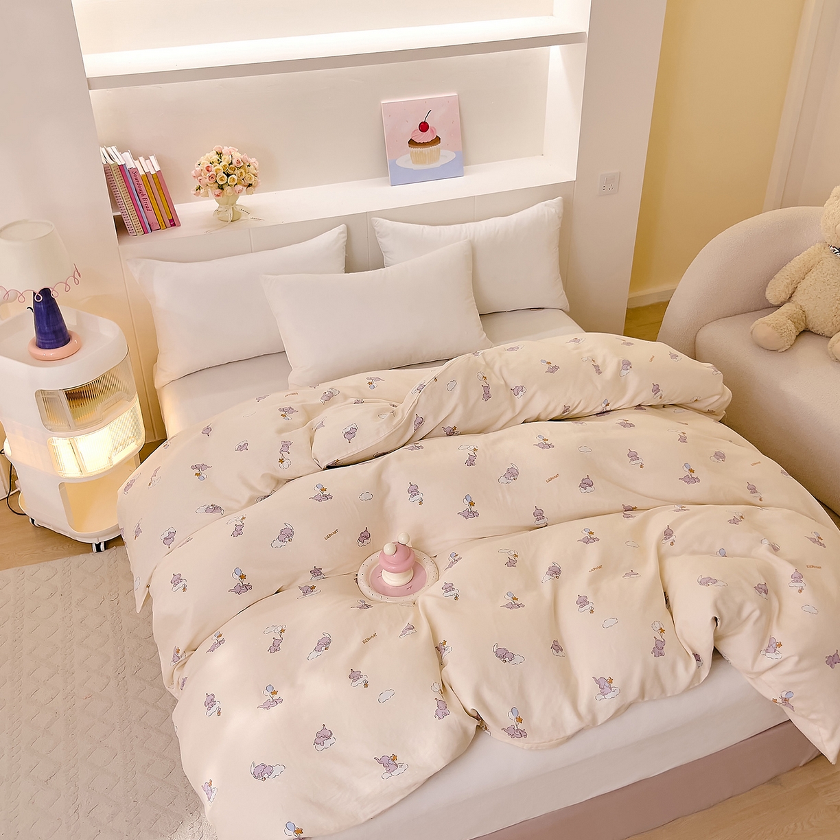 91家纺网 家纺一手货源 找家纺 DoDo 兜兜 2026新款全棉纯棉小温暖双层纱单被套单品被套被套单件（可定做尺寸） 气球小象