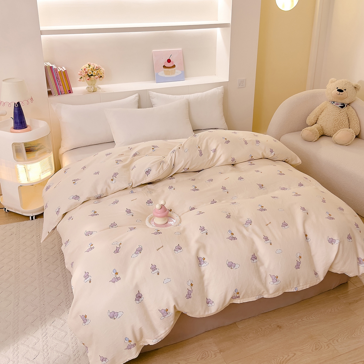 91家纺网 家纺一手货源 找家纺 DoDo 兜兜 2026新款全棉纯棉小温暖双层纱单被套单品被套被套单件（可定做尺寸） 气球小象