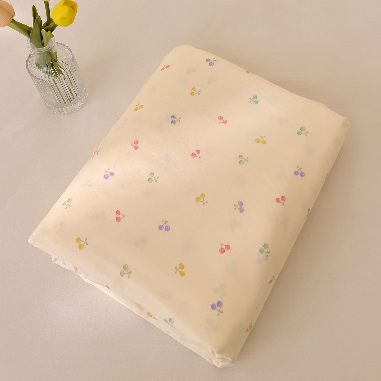 91家纺网 家纺一手货源 找家纺 DoDo 兜兜 2026新款全棉纯棉小温暖双层纱单被套单品被套被套单件（可定做尺寸） 五彩樱桃