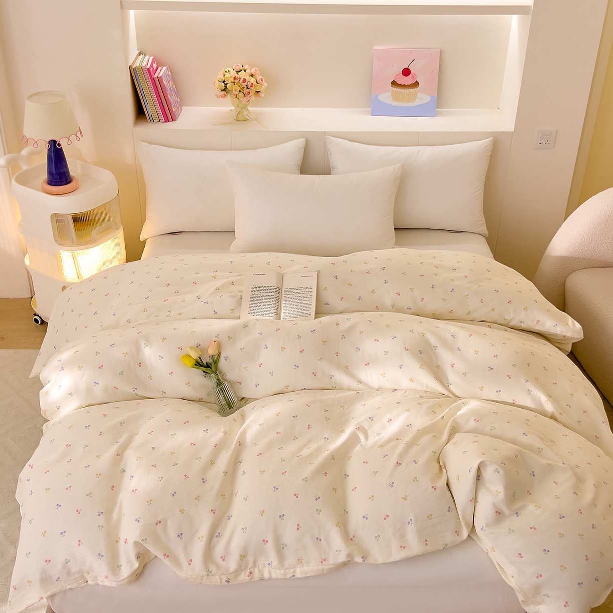 91家纺网 家纺一手货源 找家纺 DoDo 兜兜 2026新款全棉纯棉小温暖双层纱单被套单品被套被套单件（可定做尺寸） 五彩樱桃