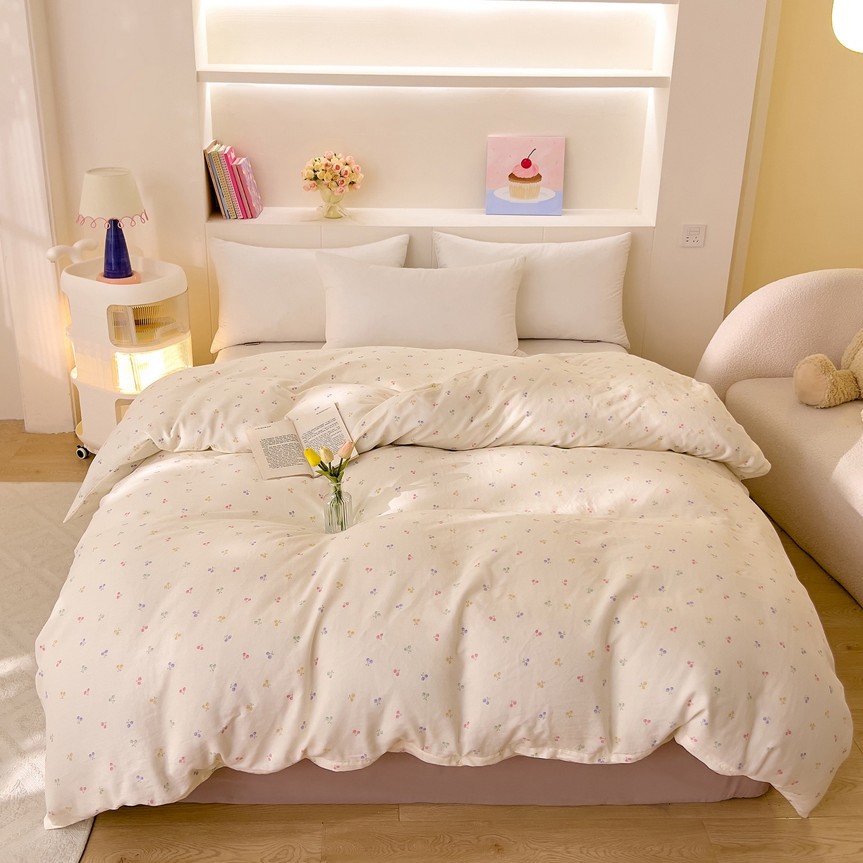 91家纺网 家纺一手货源 找家纺 DoDo 兜兜 2026新款全棉纯棉小温暖双层纱单被套单品被套被套单件（可定做尺寸） 五彩樱桃