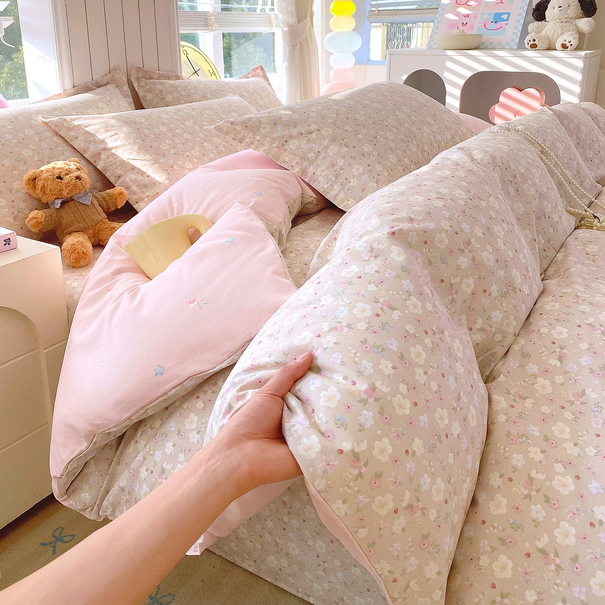 91家纺网 家纺一手货源 找家纺 （总）金丝兔 2026新款ins新疆全棉印花小清新纯棉单被套（提供买家秀和质检报告）