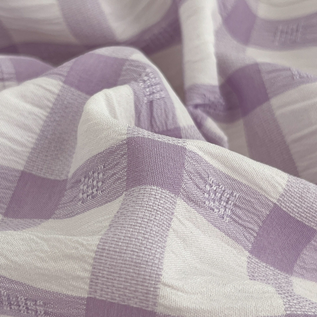 91家纺网 家纺一手货源 找家纺 乐卧家居 2026新款韩系千禧梦核复古回潮少女感格纹褶皱款荷叶边四件套 千禧-芋泥紫