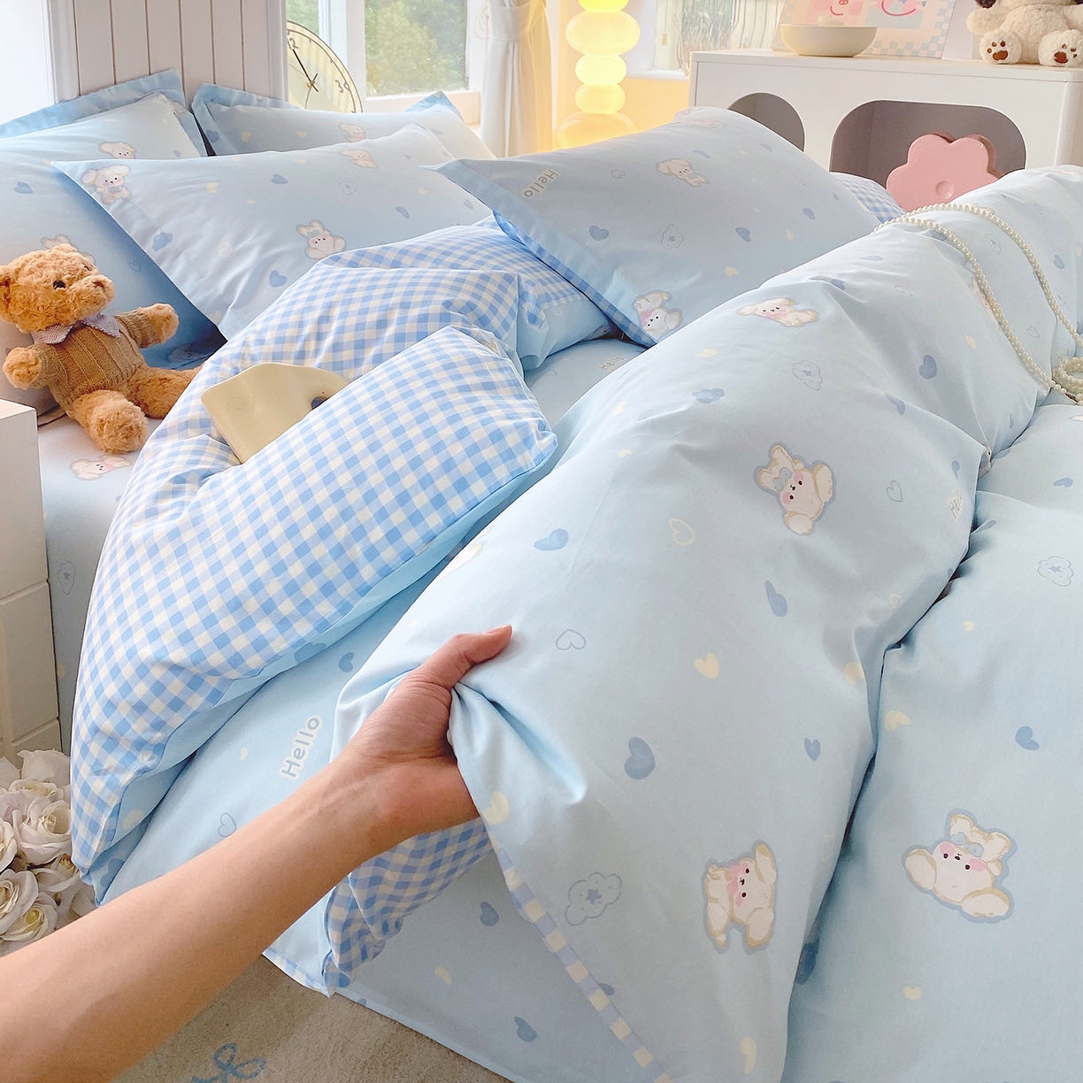 91家纺网 家纺一手货源 找家纺 金丝兔 2026新款ins新疆全棉印花小清新纯棉单被套（提供买家秀和质检报告） 哈基米