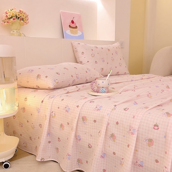 91家纺网 家纺一手货源 找家纺 （总）DoDo 兜兜 2026新款全棉纯棉小温暖双层纱系列单床单【可定做尺寸】