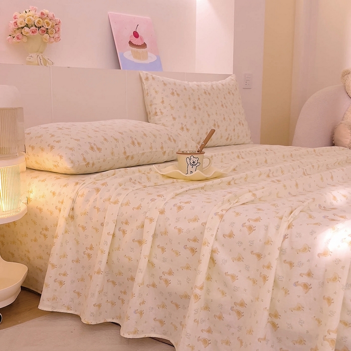 91家纺网 家纺一手货源 找家纺 （总）DoDo 兜兜 2026新款全棉纯棉小温暖双层纱系列单床单【可定做尺寸】