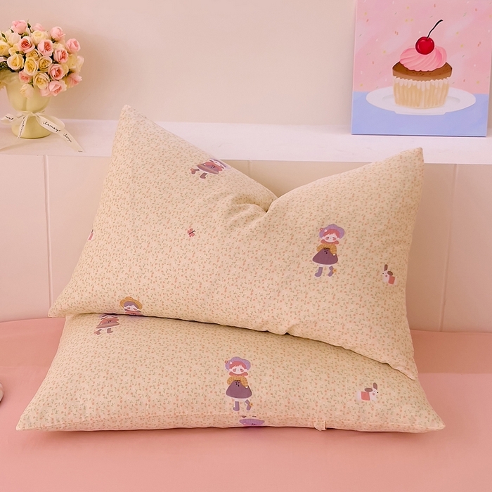 91家纺网 家纺一手货源 找家纺 DoDo 兜兜 2026新款全棉纯棉小温暖双层纱系列单床单【可定做尺寸】春日女孩