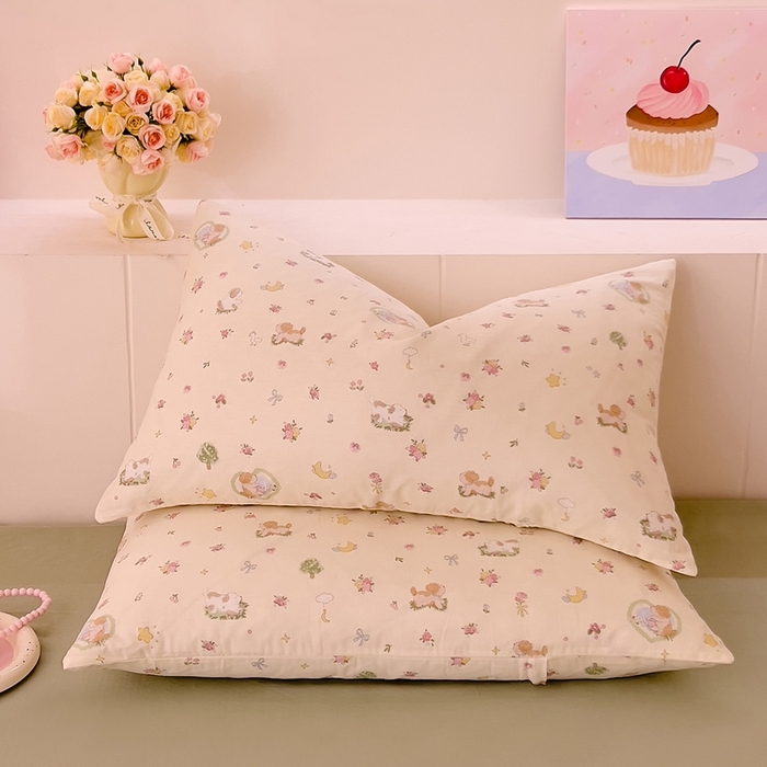 91家纺网 家纺一手货源 找家纺 DoDo 兜兜 2026新款全棉纯棉小温暖双层纱系列单床单【可定做尺寸】春日小狗