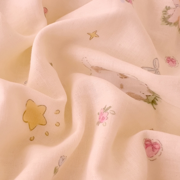 91家纺网 家纺一手货源 找家纺 DoDo 兜兜 2026新款全棉纯棉小温暖双层纱系列单床单【可定做尺寸】春日小狗