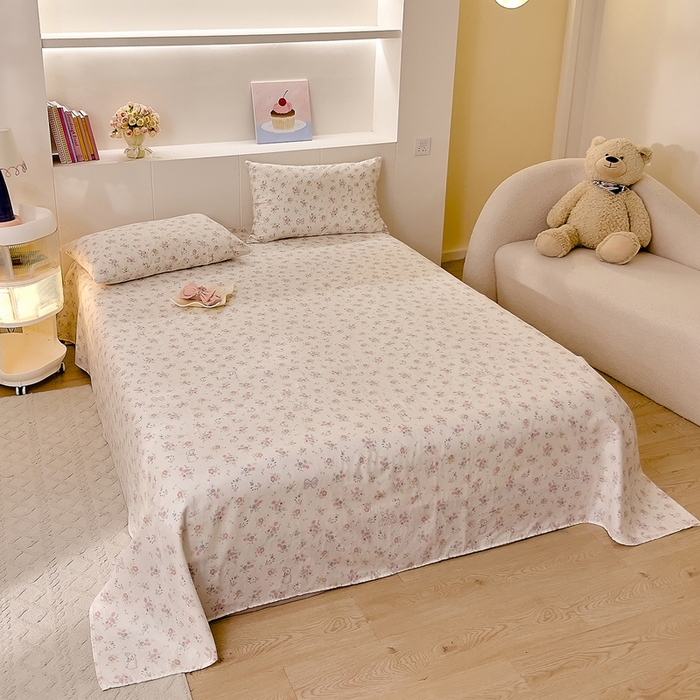 91家纺网 家纺一手货源 找家纺 DoDo 兜兜 2026新款全棉纯棉小温暖双层纱系列单床单【可定做尺寸】丛林小兔