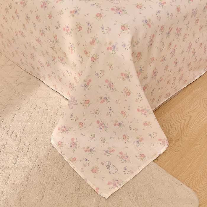 91家纺网 家纺一手货源 找家纺 DoDo 兜兜 2026新款全棉纯棉小温暖双层纱系列单床单【可定做尺寸】丛林小兔