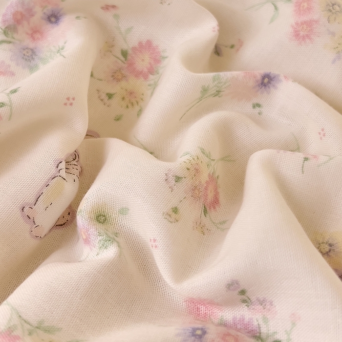 91家纺网 家纺一手货源 找家纺 DoDo 兜兜 2026新款全棉纯棉小温暖双层纱系列单床单【可定做尺寸】丛林小兔