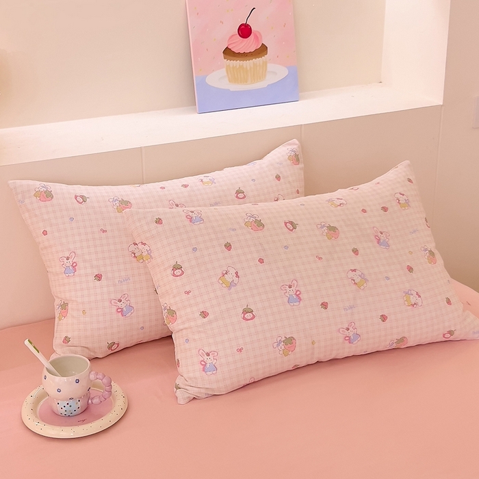 91家纺网 家纺一手货源 找家纺 DoDo 兜兜 2026新款全棉纯棉小温暖双层纱系列单床单【可定做尺寸】格子兔