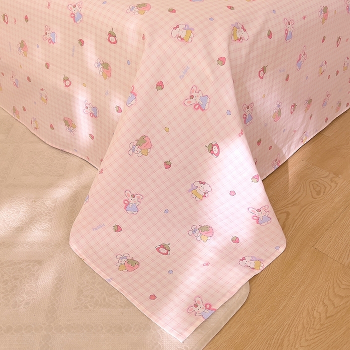 91家纺网 家纺一手货源 找家纺 DoDo 兜兜 2026新款全棉纯棉小温暖双层纱系列单床单【可定做尺寸】格子兔