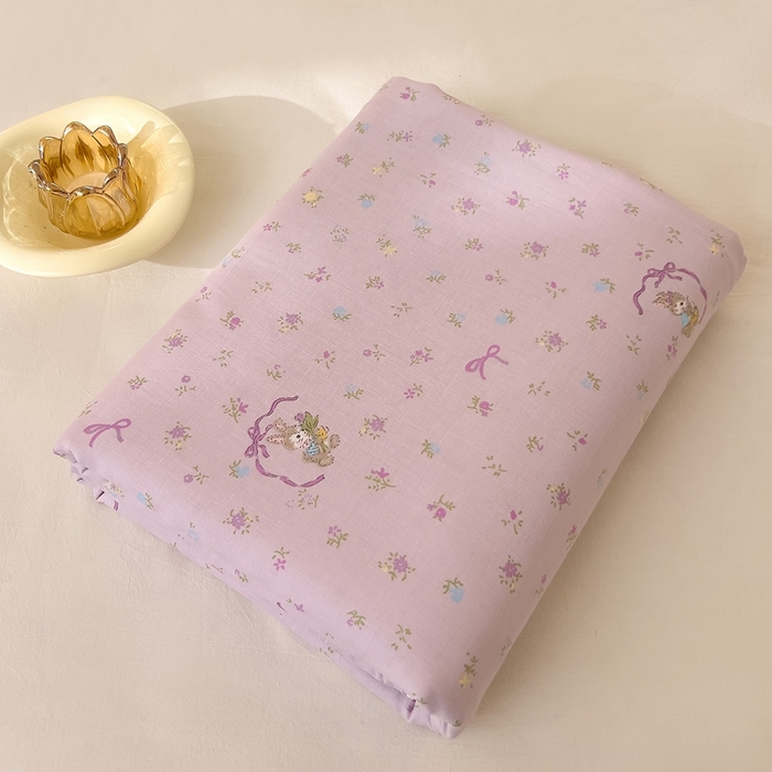 91家纺网 家纺一手货源 找家纺 DoDo 兜兜 2026新款全棉纯棉小温暖双层纱系列单床单【可定做尺寸】蝴蝶兔兔