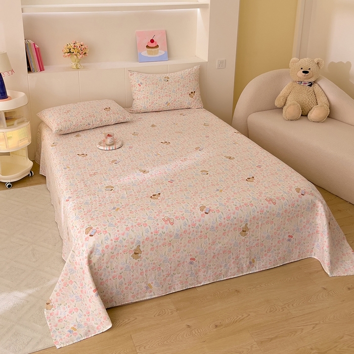 91家纺网 家纺一手货源 找家纺 DoDo 兜兜 2026新款全棉纯棉小温暖双层纱系列单床单【可定做尺寸】花园小狗