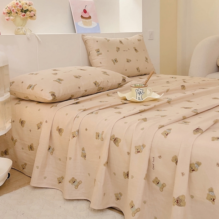 DoDo 兜兜 2026新款全棉纯棉小温暖双层纱系列单床单【可定做尺寸】可可熊
