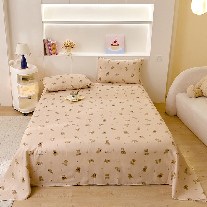 91家纺网 家纺一手货源 找家纺 DoDo 兜兜 2026新款全棉纯棉小温暖双层纱系列单床单【可定做尺寸】可可熊