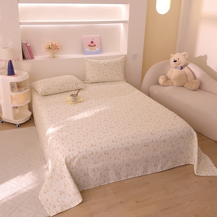 91家纺网 家纺一手货源 找家纺 DoDo 兜兜 2026新款全棉纯棉小温暖双层纱系列单床单【可定做尺寸】快乐鸭