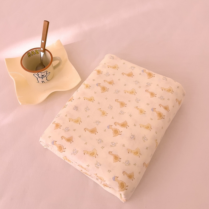 91家纺网 家纺一手货源 找家纺 DoDo 兜兜 2026新款全棉纯棉小温暖双层纱系列单床单【可定做尺寸】快乐鸭