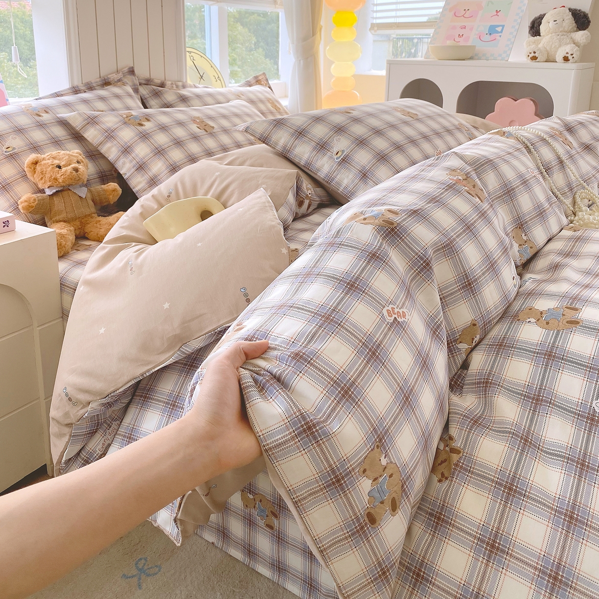 91家纺网 家纺一手货源 找家纺 （总）金丝兔 2026新款ins新疆全棉印花小清新纯棉单被套（提供买家秀和质检报告）