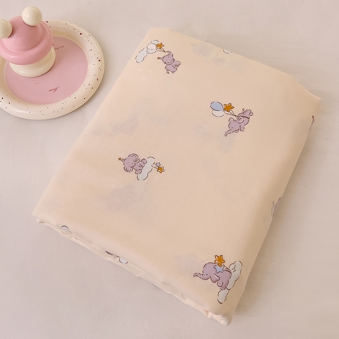 91家纺网 家纺一手货源 找家纺 DoDo 兜兜 2026新款全棉纯棉小温暖双层纱系列单床单【可定做尺寸】气球小象