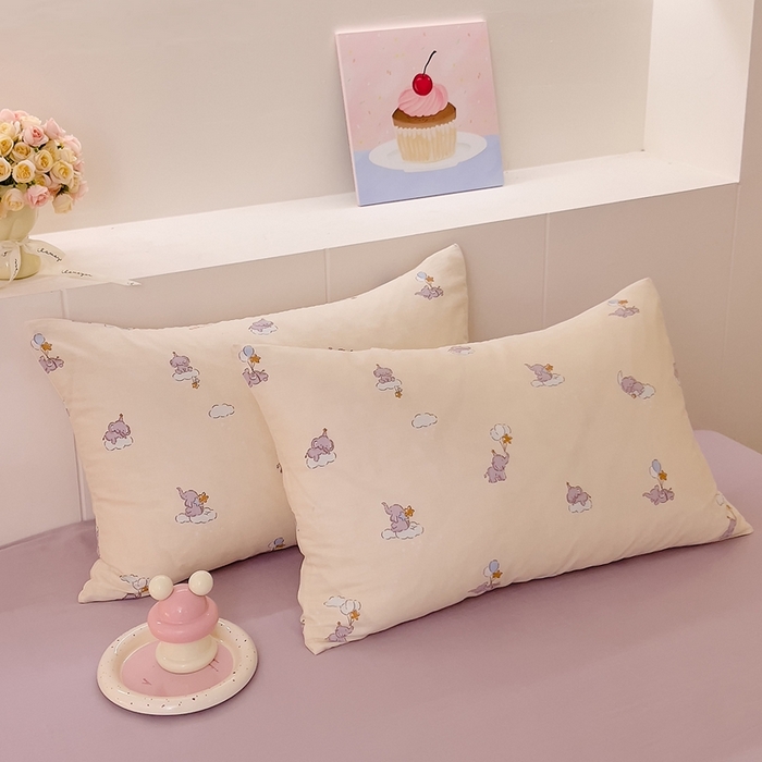 91家纺网 家纺一手货源 找家纺 DoDo 兜兜 2026新款全棉纯棉小温暖双层纱系列单床单【可定做尺寸】气球小象