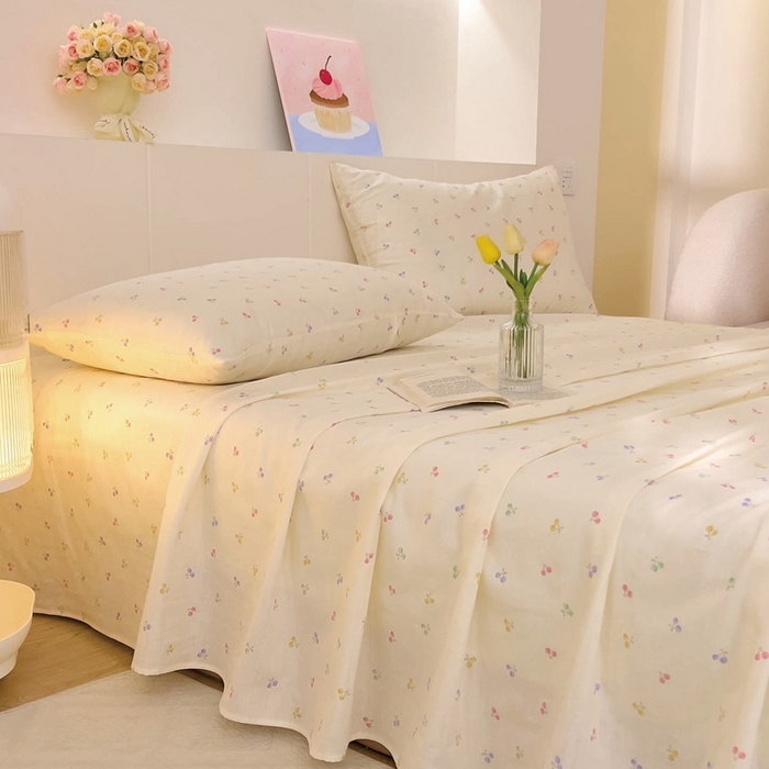 DoDo 兜兜 2026新款全棉纯棉小温暖双层纱系列单床单【可定做尺寸】五彩樱桃