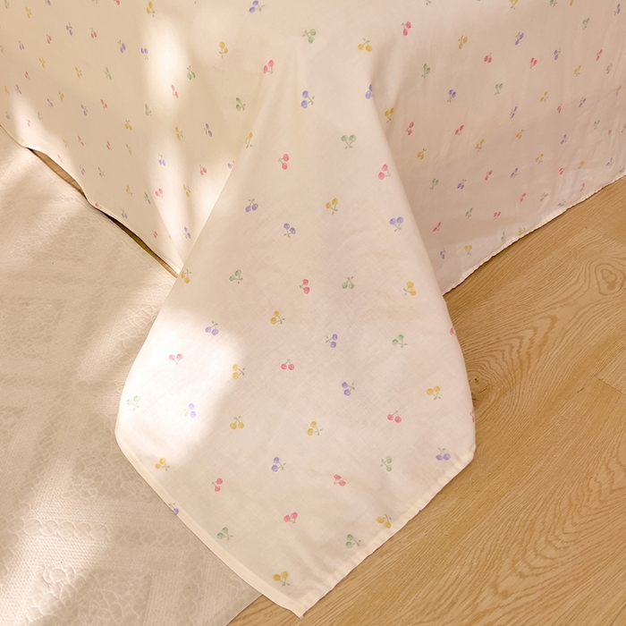 91家纺网 家纺一手货源 找家纺 DoDo 兜兜 2026新款全棉纯棉小温暖双层纱系列单床单【可定做尺寸】五彩樱桃