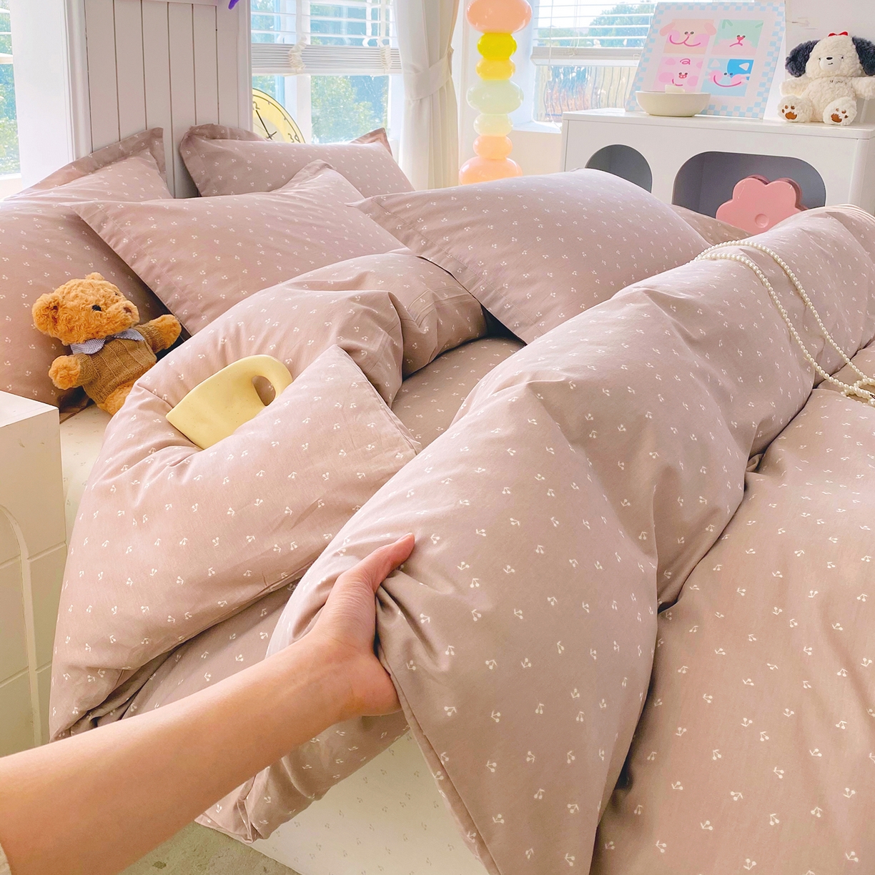 91家纺网 家纺一手货源 找家纺 （总）金丝兔 2026新款ins新疆全棉印花小清新纯棉单被套（提供买家秀和质检报告）