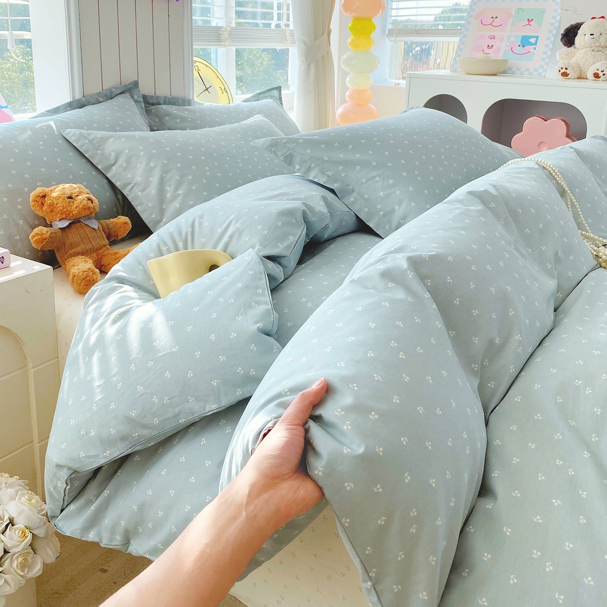 91家纺网 家纺一手货源 找家纺 （总）金丝兔 2026新款ins新疆全棉印花小清新纯棉单被套（提供买家秀和质检报告）