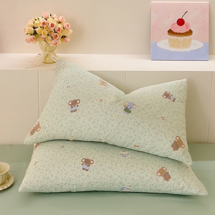 91家纺网 家纺一手货源 找家纺 DoDo 兜兜 2026新款全棉纯棉小温暖双层纱系列单床单【可定做尺寸】幸福小象-绿