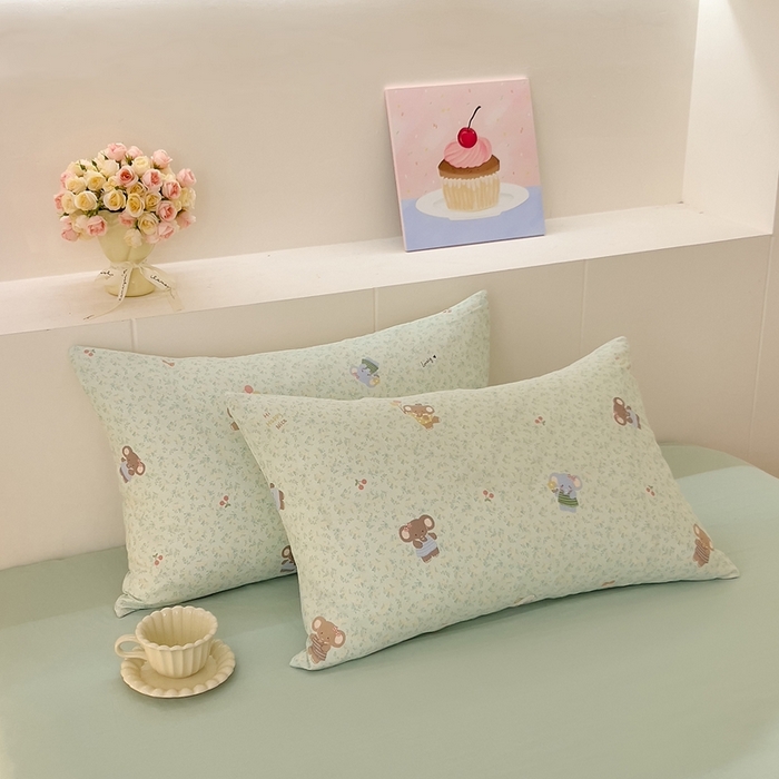 91家纺网 家纺一手货源 找家纺 DoDo 兜兜 2026新款全棉纯棉小温暖双层纱系列单床单【可定做尺寸】幸福小象-绿