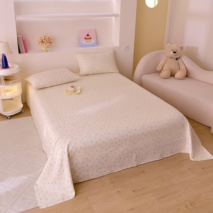 91家纺网 家纺一手货源 找家纺 DoDo 兜兜 2026新款全棉纯棉小温暖双层纱系列单床单【可定做尺寸】雅颜