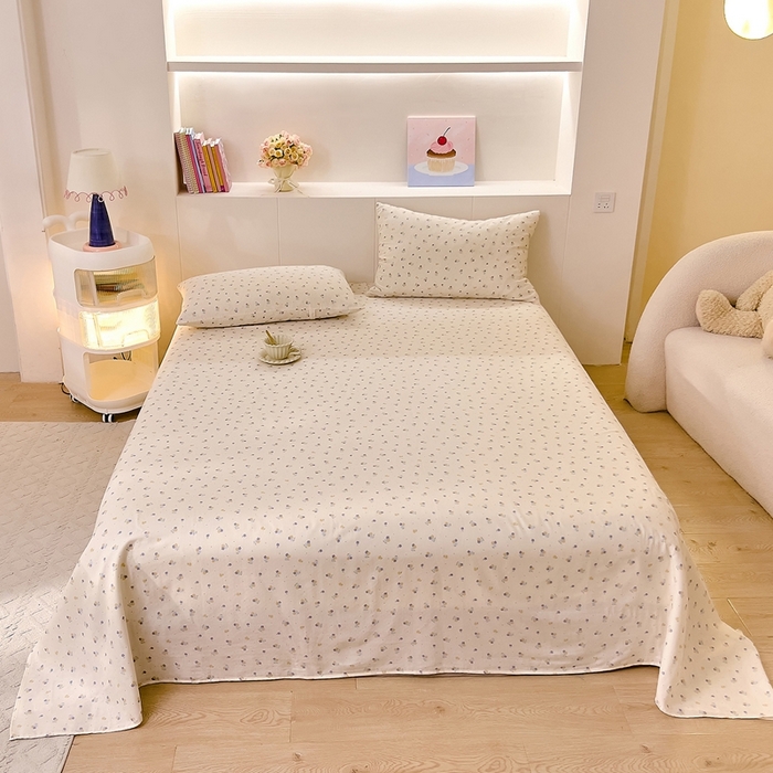 91家纺网 家纺一手货源 找家纺 DoDo 兜兜 2026新款全棉纯棉小温暖双层纱系列单床单【可定做尺寸】柚香