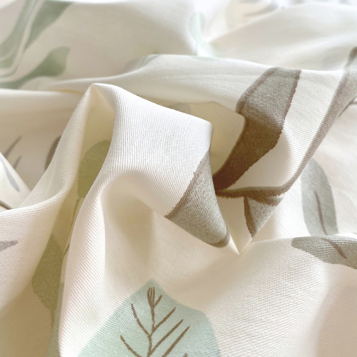 91家纺网 家纺一手货源 找家纺 金丝兔 2026新款ins新疆全棉印花小清新纯棉单被套（提供买家秀和质检报告） 叶语-绿