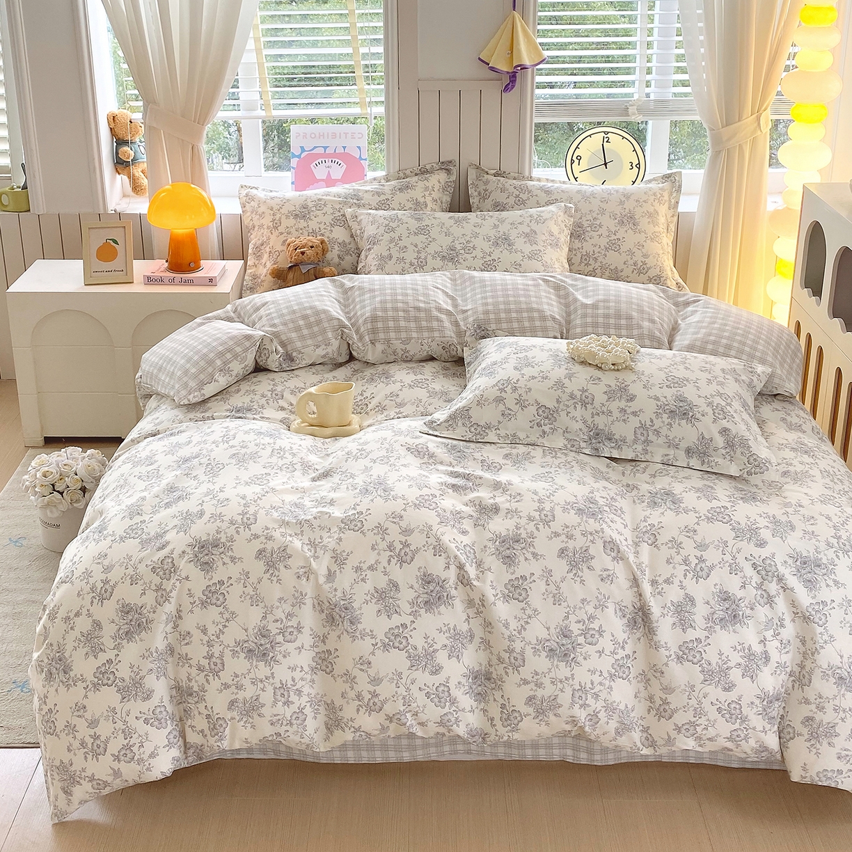 91家纺网 家纺一手货源 找家纺 金丝兔 2026新款ins新疆全棉印花小清新纯棉单被套（提供买家秀和质检报告） 白山茶